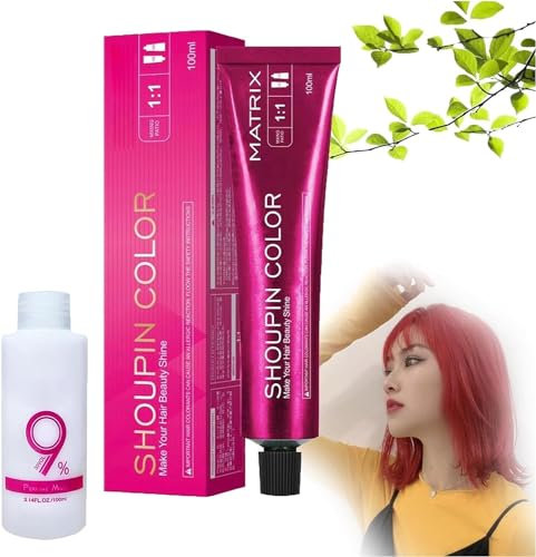 No Bleaching Hair Nourishing Coloring Hair Dye, Natural Coloring for All Hair Types, Fashion Hair Dye Permanent Hair Colour For Men And Women (Red, 10cm)