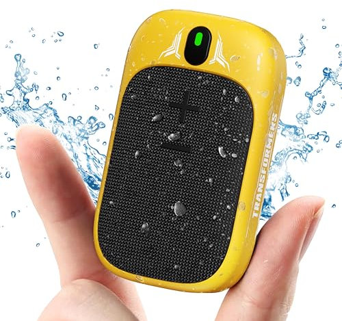 TRANSFORMERS Mini altoparlante Bluetooth indossabile, con clip, portatile, IPX5, con microfono, per chiamate e musica, 15 ore di riproduzione per viaggi, lavoro, ciclismo, corsa (giallo)