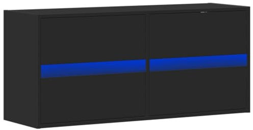 vidaXL Mobile TV a Parete con Luci LED Nero 100x31x35 cm, Mobile TV sospeso a Parete, unità TV sospesa, unità TV montata a Parete, Mobile TV sospeso