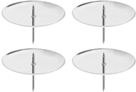 MiCasa SuCasa Deko Adventskerzenhalter 4er Set in Silber – Ø 6cm Kerzenteller mit Sicherheitskappen – Perfekt für Adventskranz, Kerzenständer für sichere Weihnachtsdekoration, langlebig & robust