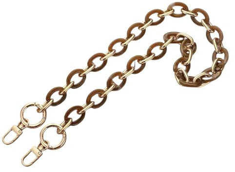 WANYI 120CM Taschenkette Gold Acryl Resin Taschengurte Ersatz Metallkette Taschenriemen Handykette Geldbörsenkette für DIY Taschen Handtasche Geldbörse mit Gold Karabiner (Braun)
