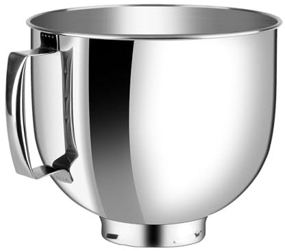 Stainless Steel Mixer Bowl for Kitchenaid Stand Mixers 4.5-5 QT Tilt-Head Mixer, Silver, Polished