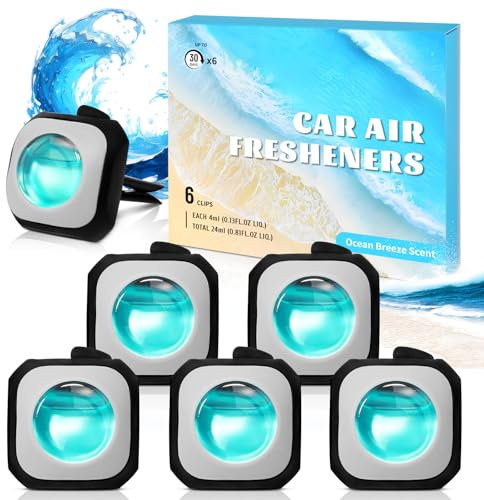 Scent-Hi Auto Duft, Autoparfüm, Meeresbrise Auto Duft, Auto Lufterfrischer Mit Clip Zur Beseitigung Und Vermeidung Von Gerüchen, 6 Stück x 4ml