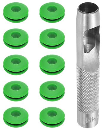 QUARKZMAN Kit d'Outils pour Œillets 11 Pièces, Ensemble d'Œillets 12 mm Pinces à Œillets Œillets en Plastique Rondelles à Œillets en Plastique Antirouille pour Bâche de Camion, Vert