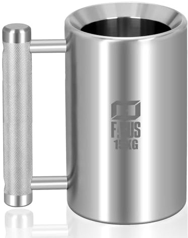 FAGUS H Schwerer Becher, 304 Edelstahl, Fitness, Sport, Wasserbecher, Silber, Übergewicht, Kurzhantel, Kaffeetasse, geeignet für Heimtraining, Krafttraining, Streichgeschenk und Kaffee-Enthusiasten