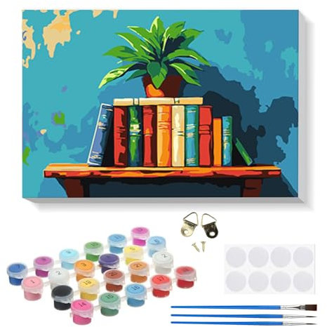 RICUVED Pintar por Numeros Adultos Libro con Marco, DIY Flor Cuadros para Pintar por Números con Caballete de Madera, Pintura Acrilica Manualidades Adultos Decoracion 20x30cm