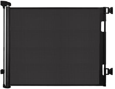 Retractable Baby Gate, 140cm Wide x 86cm Tall, Extra Tall Mesh Safety Gate for Baby & Pets, Indoor/Outdoor Use, Fits Doorways & Stairs,Black