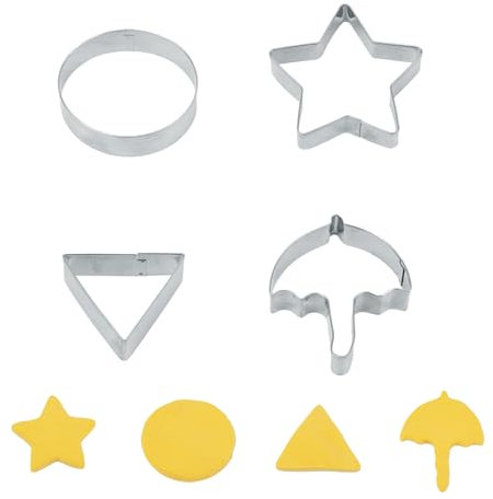 Tinoaly 4pz Kit per Caramelle Coreane, Tagliabiscotti in Acciaio Inox Ombrello Triangolo Stella Rotondo Utensili da Cucina per Zucchero Dalgona Bomboniere Feste Natale