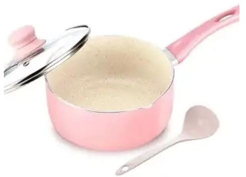 GHHZML Olla PequeñA Olla for Sopa de Color Rosa de 16 cm/18 cm, Cacerola for Leche, sartén Antiadherente portátil, Utensilios de Cocina for cocinas de Gas y de inducción(18cm)