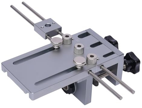 Dispositif de cheville 3 en 1 de 15 mm pour le travail du bois - Dispositif de centrage automatique - Kit de guidage de perçage de cheville avec douilles de perçage 6/8/10 mm et forets hélicoïdaux
