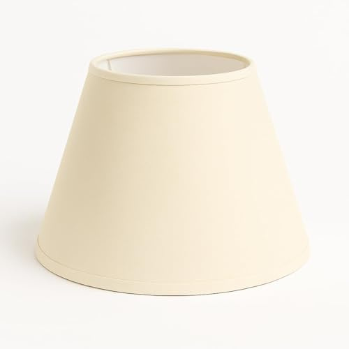 35 cm Lampenschirm, Kegel, Baumwollstoff mit weißer PVC-Rückseite, handgefertigtes Produkt, für Tischlampe, Stehlampe (Elfenbein)