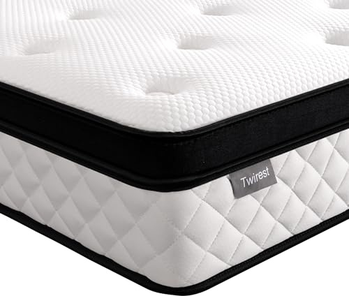 Twirest Double Mattress,Hybrid Mattress 135x190x25cm Pocket Sprung Mattress | Comfort Foam,Breathable Soft Fabric, Cool Sleep, Pressure Relief, Medium Firm,Hybrid Mattress in a Box