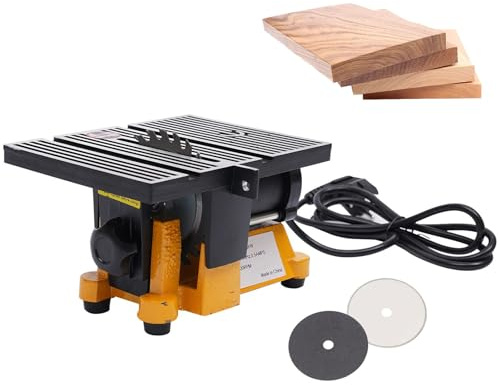 Scie circulaire de table électrique, mini machine table portable avec 3 lames de scie, 5000 tr/min, pour le bricolage et la réalisation de maquettes en métal, verre, pierre et bois.