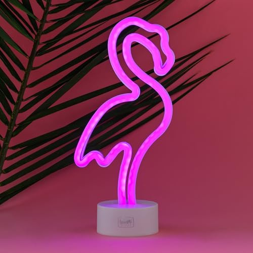Legami – LED-Lampe mit Neon-Effekt, It's a Sign, Flamingo, doppelte Stromversorgung, Typ-C-Kabel (im Lieferumfang enthalten) oder Batterien (nicht im Lieferumfang enthalten), Tischlampe