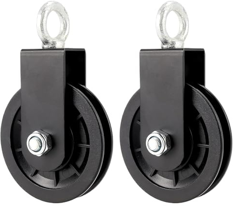 Riemenscheibe für Heimgymnastik – Set mit 2 Riemenscheiben aus Stahl, robuster Zugmechanismus, Fitnesskabel | vielseitiges Trainingssystem, Wäscheleine, Krane, Hebeblöcke,