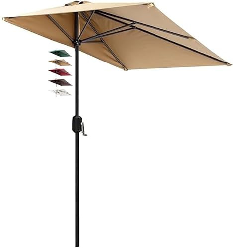 Miecoae Ombrellone Mezzaluna Da Balcone Parete Piccolo Reclinabile Inclinabile Ombrelloni Semicircolare Giardino Per Terrazza Con Manovella Ombrello Parasole Esterno 250 Cm No Con Base(Cachi)