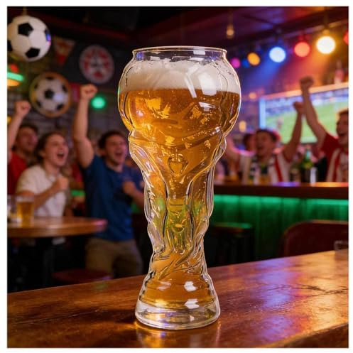WXJHNYBS Bicchieri Birra per la Coppa del Mondo di Calcio 2026, 800ml Bicchieri Cocktail Vetro, Boccale Coppa Campionato Compleanno Per Guardare Le Partite Di Calcio