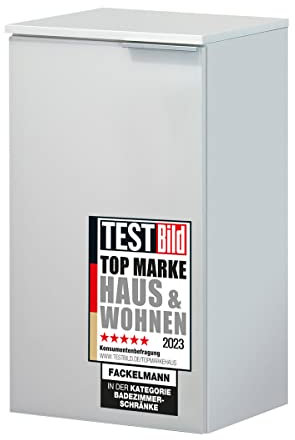 FACKELMANN Unterschrank KARA / Badschrank mit Soft-Close-System / Maße (B x H x T): ca. 41 x 70 x 32 cm / hochwertiger Schrank fürs Bad / Türanschlag links / Korpus: Weiß matt / Front: lackiertes Glas in Weiß