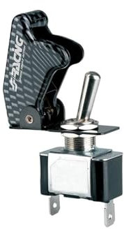 Simoni Racing ISR/1C Interruttore Universale, Interruttore a Levetta, Interruttore a Bilanciere, Starter a Due Vie, Carbon Look