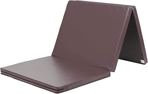 KaRaDaStyle Gymnastikmatte, 3-fach faltbar, Stretchmatten, 180,3 x 78,7 x 5,1 cm, für Muskeltraining, Kinder, Spielen, horizontale Stangenmatte, Yoga, Sport, schalldicht, für Zuhause, Braun / 3-fach