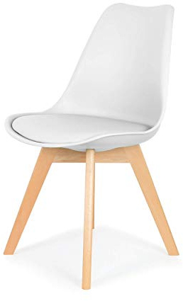 IHANA Esszimmerstuhl im Tulpenstil mit bequemem Sitzpolster und Beinen aus massivem Buchenholz, für modernes Esszimmer, Wohnzimmer, Schlafzimmer, Küche und Lounge, 1 Stück