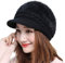 LONTG Wintermütze Damen Strickmütze Verdickte Baskenmütze mit Ohrenschutz Weiche Warme Beanie Mütze Kunstpelz Damenmütze Winddichte Schirmmütze Barett für Outdoor Sport als Weihnachten Geschenk