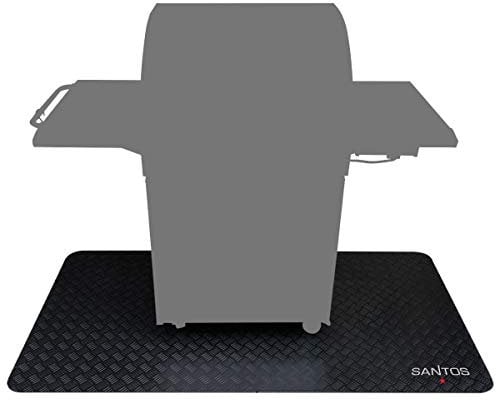 SANTOS Grillmatte, Grillunterlage für Gasgrill, Kugel- Kohlegrill oder Elektrogrill - 120x100cm - Schwarz - pflegeleichter Bodenschutz