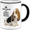 Keep Calm and Hug A Basset Hound - Gift Mug + Black Handle/Rim
