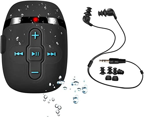 【2024 New Version】8 GB HIFI Sound Waterproof MP3 player for swimming and running, Underwater Headphones with Short Cord (3 Types Earbuds), Shuffle Feature