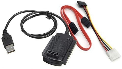 Aukson B45 Câble adaptateur 3 en 1 USB 2.0 vers IDE/SATA pour disques durs 2,5 et 3,5 – Comprend une prise SATA 15 broches et un câble Molex 4 broches (bloc d'alimentation non inclus)