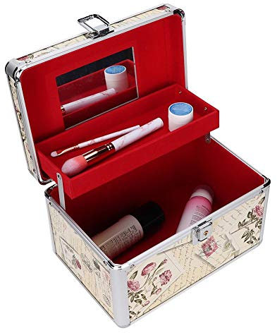 Tragbare Kosmetiktasche, Make-up-Tasche aus Aluminium, Make-up-Aufbewahrungsbox, kleine professionelle Make-up-Tasche für Make-up/Kosmetiker, bunt, 26,5 x 18,4 x 18,2 cm, bunt, 26.5 * 18.4 * 18.2