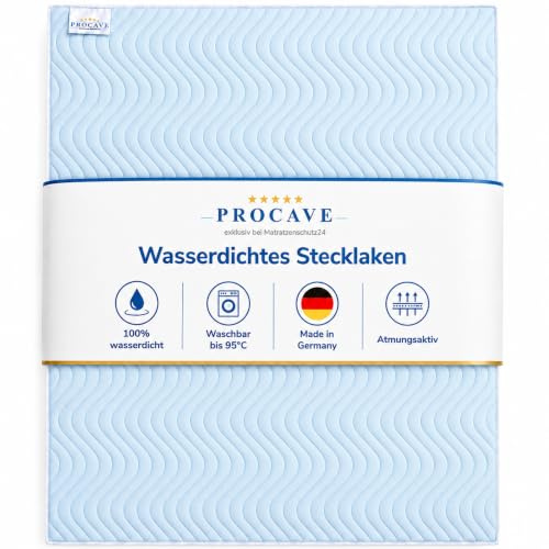 PROCAVE Stecklaken Premium 5-lagig, wasserdichter Matratzenschoner extrem saugstark und atmungsaktiv, wasserundurchlässige Matratzenauflage, Made in Germany, in 90x150 cm