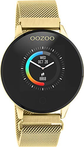 Oozoo Smartwatch Unisex Fitnessuhr (Gold/Gold Metall)