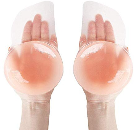 Mode Wiederverwendbar Brust Lift BHs Selbstklebend Rückenfrei Trägerlos BH Unsichtbare Silikon Sticky BHs für Frauen Blume Beige - Beige - Large
