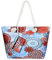 DonDon Strandtasche mit Reißverschluss, Große Strandtasche XXL, Shopper Tasche Damen - Praktische Beach bag Umhängetasche Damen Badetasche für Strand und Meer - Retro Chic
