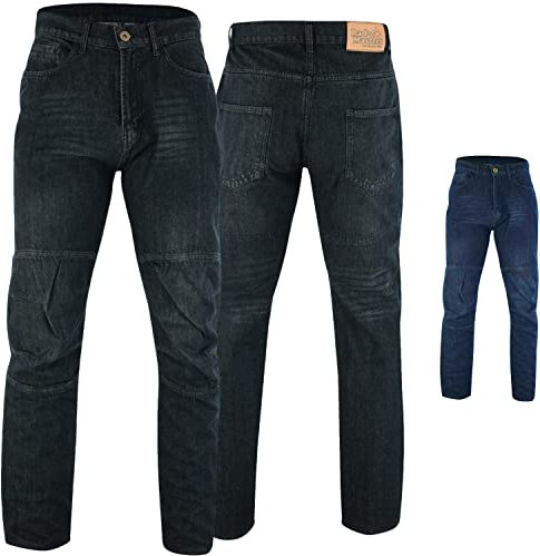 German Wear Denim Motorradjeans Motorradhose Futter aus Aramidfasern Jeans inkl. Protektoren 32W / 34L Schwarz
