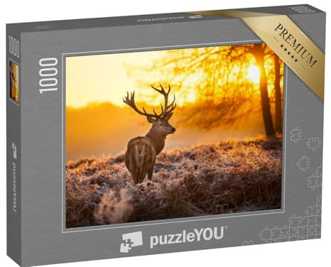 puzzleYOU: Puzzle 1000 Teile „Rothirsch in der Morgensonne“ – aus der Puzzle-Kollektion Tiere, Natur, Hirsche, Tiere in Wald & Gebirge