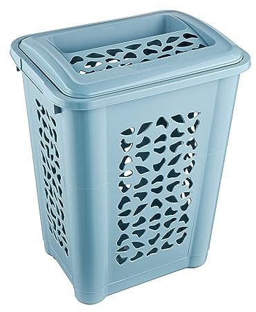 keeeper Wäschebox mit Einwurfschlitz und aufklappbarem Deckel, Luftdurchlässig, 60 l, Per, Nordic Blue