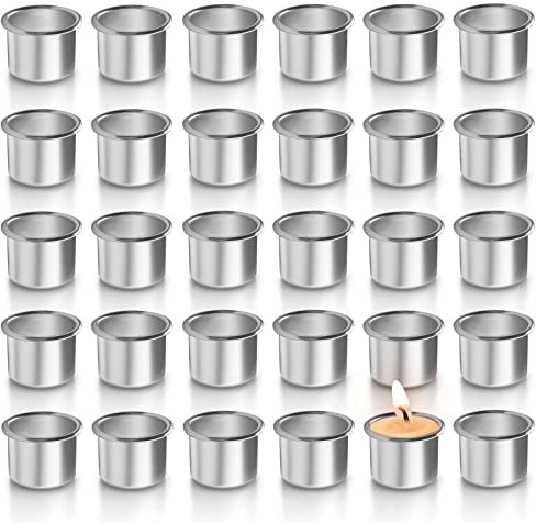30 Stück Silber Aluminium Kerzeneinsatz Set Deko Kerzenständer, Kerzenhalter Weihnachten Creative Mini Kerzenhalter für Stabkerzen Baumkerzen Tafelkerzen und Teelichthalter