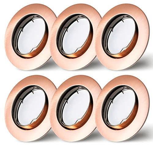 NCC-Licht 6er Set Einbaustrahler Kupfer gebürstet Ø68mm Lochbohrung mit LED Modul 5 Watt 400 Lumen Warmweiß 2700K ultra flach 30mm schwenkbar