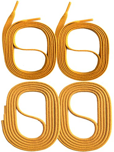 SNORS 2 paia di lacci cerati, rotondi e piatti, 18 colori, 45-150 cm, resistenti agli strappi, stabili, in cotone, per lavoro, scarpe in pelle, stivali, ocra, 130cm FLACH 5mm