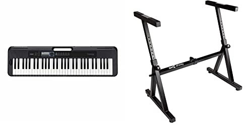 Casio CT-S300 CASIOTONE Keyboard mit 61 anschlagdynamischen Standardtasten und Begleitautomatik & Rockjam Heavy Duty Z-Tastaturständer für digitale Klaviere und elektronische Keyboards - Schwarz