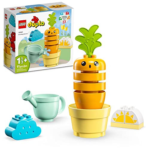 LEGO DUPLO My First Growing Carrot 10981, Stacking Toys for Babies 1.5+ Years Old with 4 Vegetable Bricks, Learning Educational Toy for Toddlers