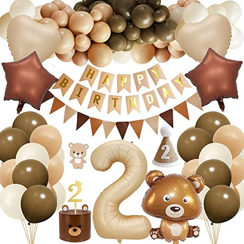 Geburtstagsdeko 2 Jahr Junge, Zweite Geburtstag Mädchen Junge, 2. Kindergeburtstag Deko mit Luftballon 2. Geburtstag, Cake Topper 2. Geburtstag, 2. Geburtstag Hut for Baby 2 Jahr Geburtstag Deko