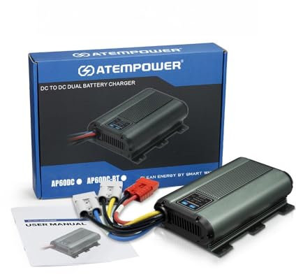 ATEM POWER Caricabatteria da CC a CC da 60 A con spina Anderson Ingresso solare MPPT per AGM, Gel, calcio, piombo acido, batterie LiFePO4 di 4WD, camper, camper, rimorchi caricabatterie a bordo