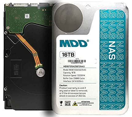 MDD (MD16TSATA25672NAS) - Disco rigido interno NAS SATA 6,0 Gb/s da 3,5, 16 TB, 7200 giri/min, 256 MB di cache