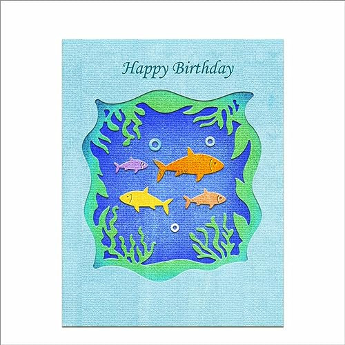 XMZZMX Kleine Fische Seegras Metall Stanzformen für Kartenherstellung, Papierprägung Stanzformen Sets Aufbewahrungstaschen, Album Schablonen, Scrapbooking Vorlage