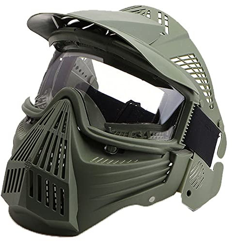 ACEXIER Outdoor-Ausrüstung Vollgesichtsschutz CS Paintball-Maske Feld-Dosen-Beschattung PC-Linse Reiten Airsoft Taktischer Helm (Green)