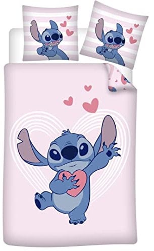Wende Bettwäsche-Set Disney Stitch 100% Baumwolle, Bettbezug 135 x 200 cm, Kissenbezug 80 x 80 cm