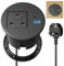 Desk Power Strip USB C PD20W, Desk Grommet Power Socket 80MM, Recessed Power Socket with USB, Desk Extension Lead 2M Extension Cord, Black